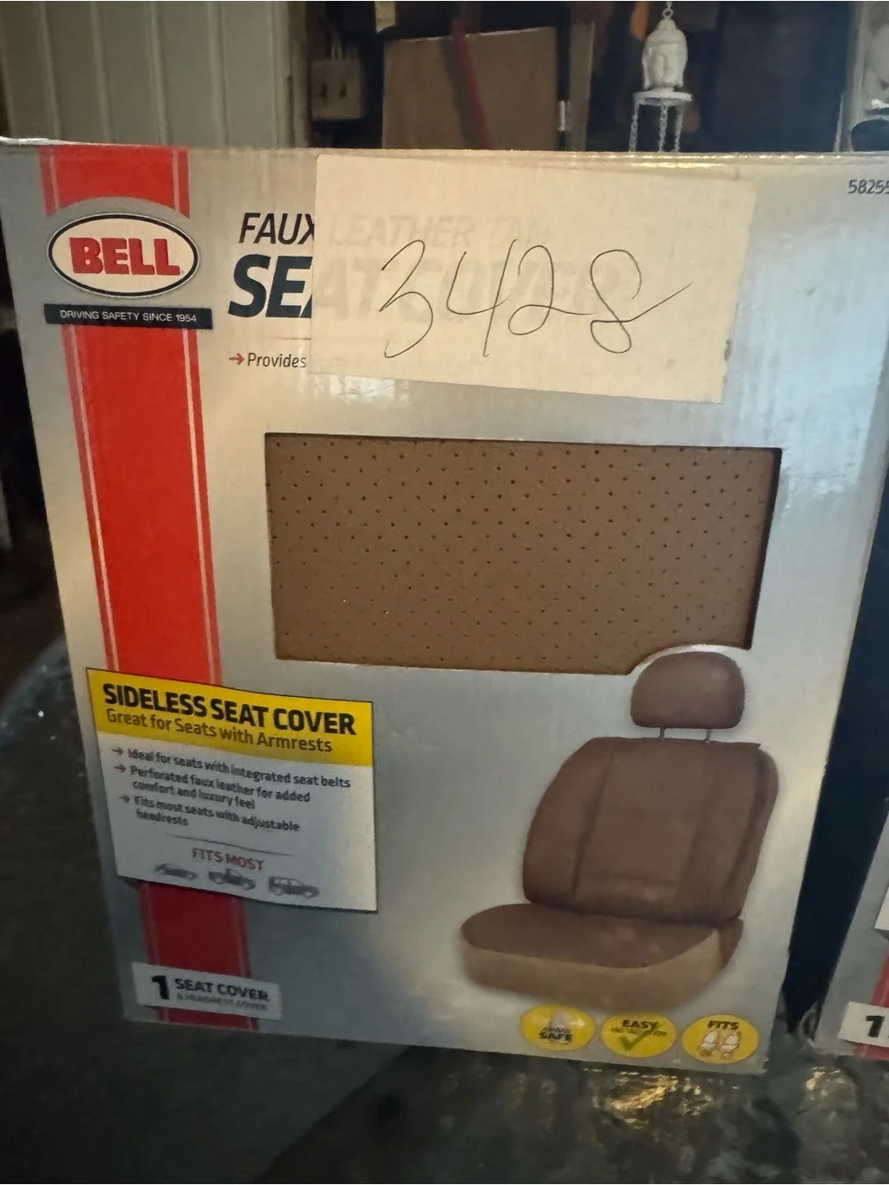 BELL Faux Leather Tan Seat Cover - Sideless